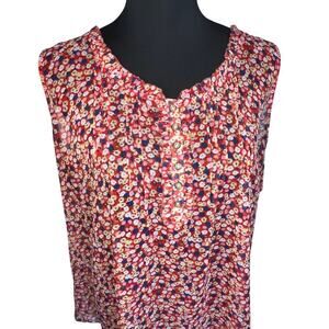 Izod women’s XL long sleeve floral sheer 1/2 button lightweight Y2K tunic blouse